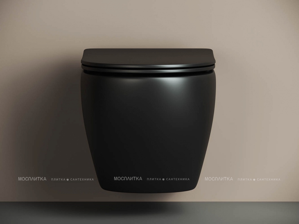 Комплект подвесной безободковый унитаз Ceramica Nova Metropol Rimless с крышкой-сиденьем CN4002MB, черный матовый + инсталляция Geberit Duofix 458.124.21.5 с кнопкой, хром глянцевый - изображение 3