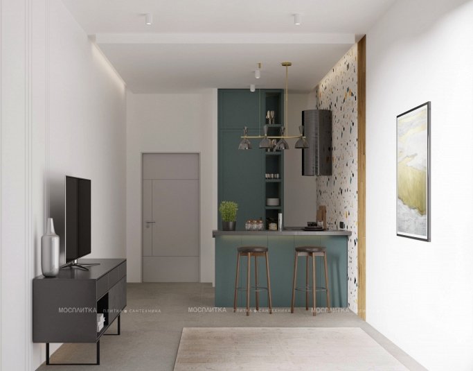 Дизайн Кухня-гостиная в стиле Минимализм в белом цвете №13130 - 10 изображение