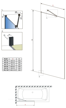 Шторка для ванны Radaway Idea PNJ II 60 см 10001060-54-01 стекло прозрачное, профиль черный - 4 изображение
