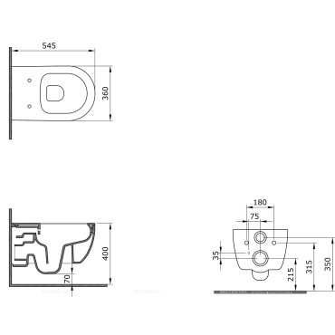 Унитаз подвесной безободковый Azario Ferio 87565 с крышкой-сиденьем микролифт, белый - 12 изображение