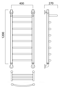 Полотенцесушитель водяной Aquanerzh лесенка дуга с полкой 120x40 - 2 изображение