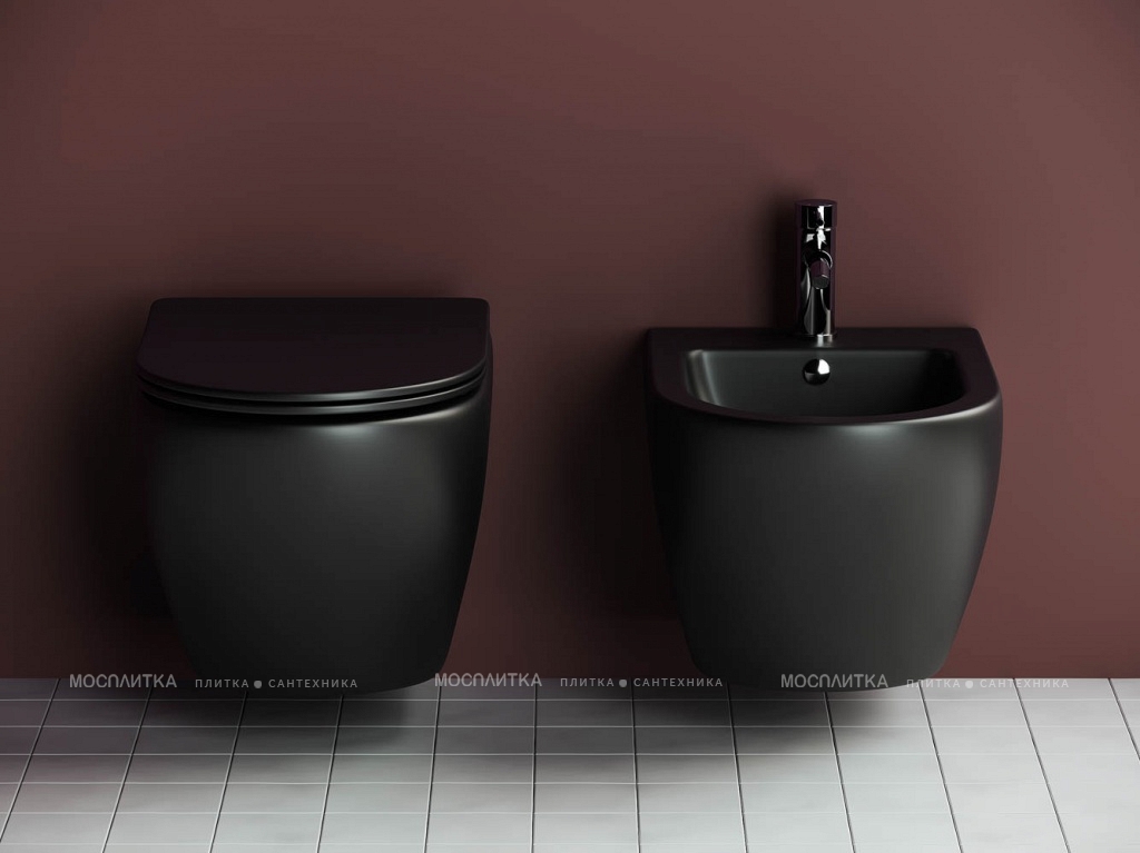Комплект подвесной безободковый унитаз Ceramica Nova Metropol Rimless с крышкой-сиденьем CN4002MB, черный матовый + инсталляция Am.Pm ProC I012707 - изображение 6