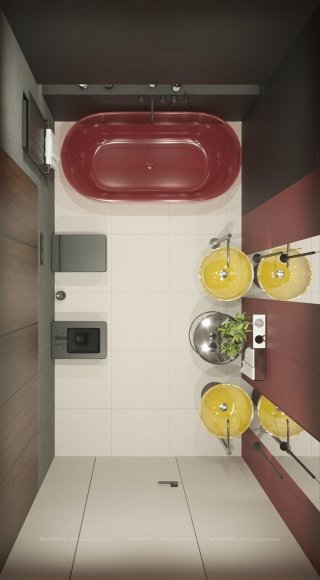 Дизайн Совмещённый санузел в стиле Минимализм в желтом цвете №13209 - 3 изображение