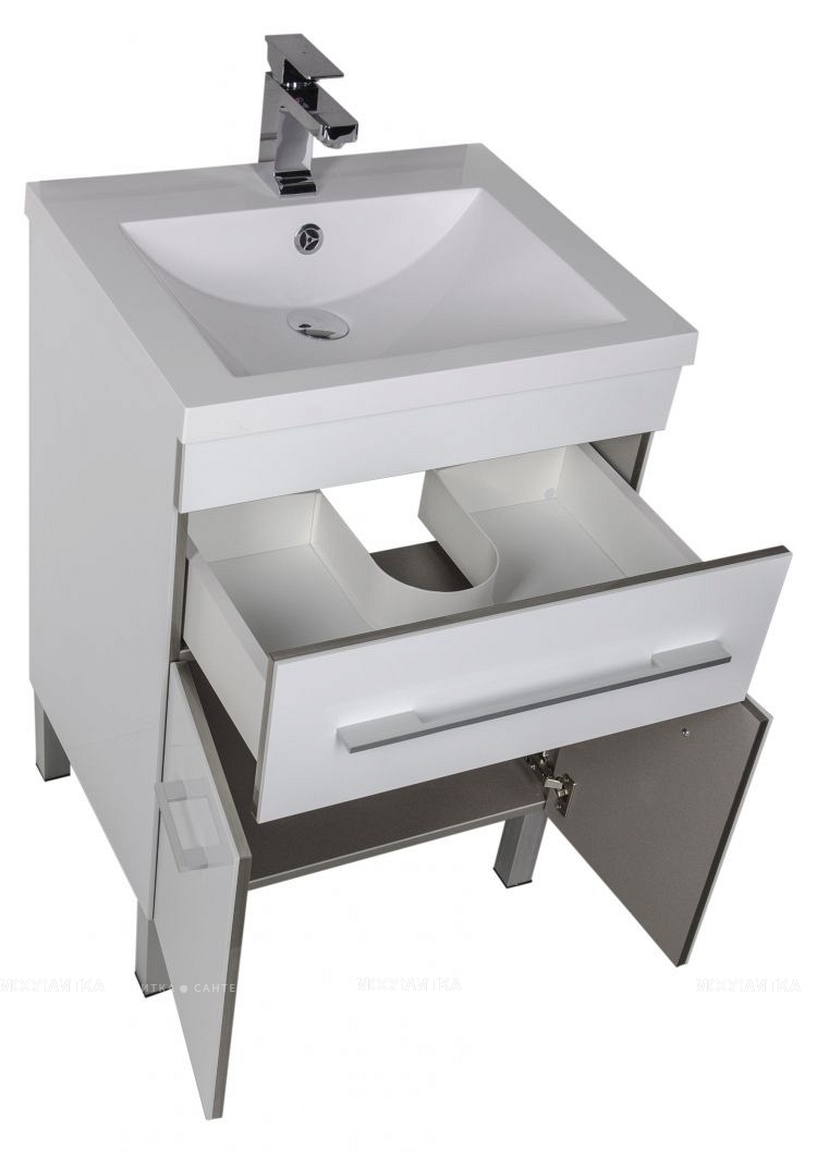 Комплект мебели для ванной Aquanet Верона 58 1 ящ 2 дв белый зеркало камерино - изображение 5