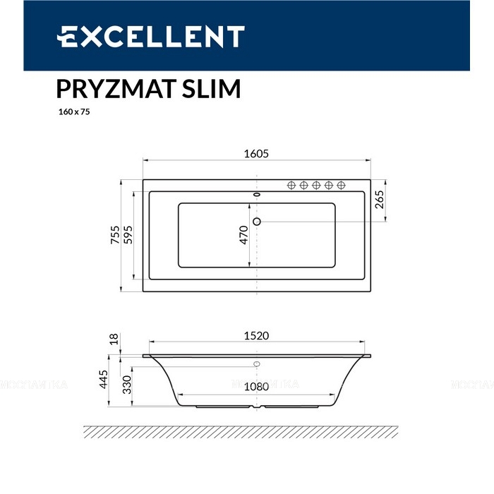 Акриловая ванна Excellent Pryzmat Slim 160x75 WAEX.PRY16WHS - изображение 8
