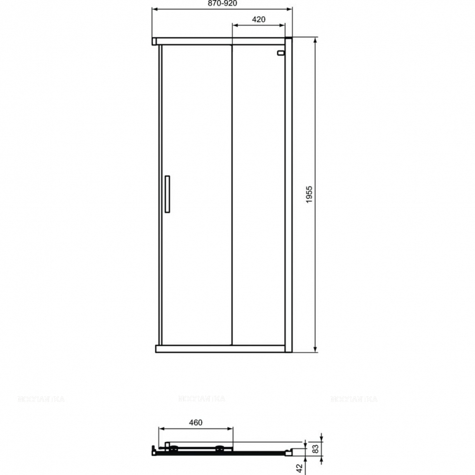 Реверсивная панель-дверь 90 см Ideal Standard CONNECT 2 Corner Square/Rectangular K9261V3 - изображение 3