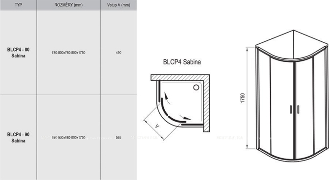 Душевой уголок Ravak BLIX BLCP4-90 SABINA+ Grape - 2 изображение