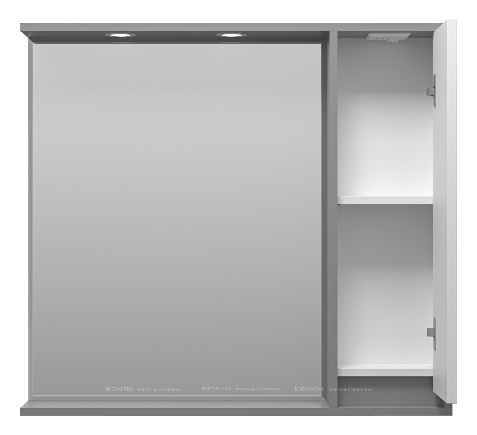 Зеркальный шкаф Brevita Balaton 90 см BAL-04090-01-01П правый, с подсветкой, белый / серый - изображение 3