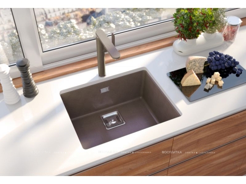 Кухонная мойка Alveus Quadrix 50 Granital 1108036 коричневая в комплекте с сифоном - 2 изображение