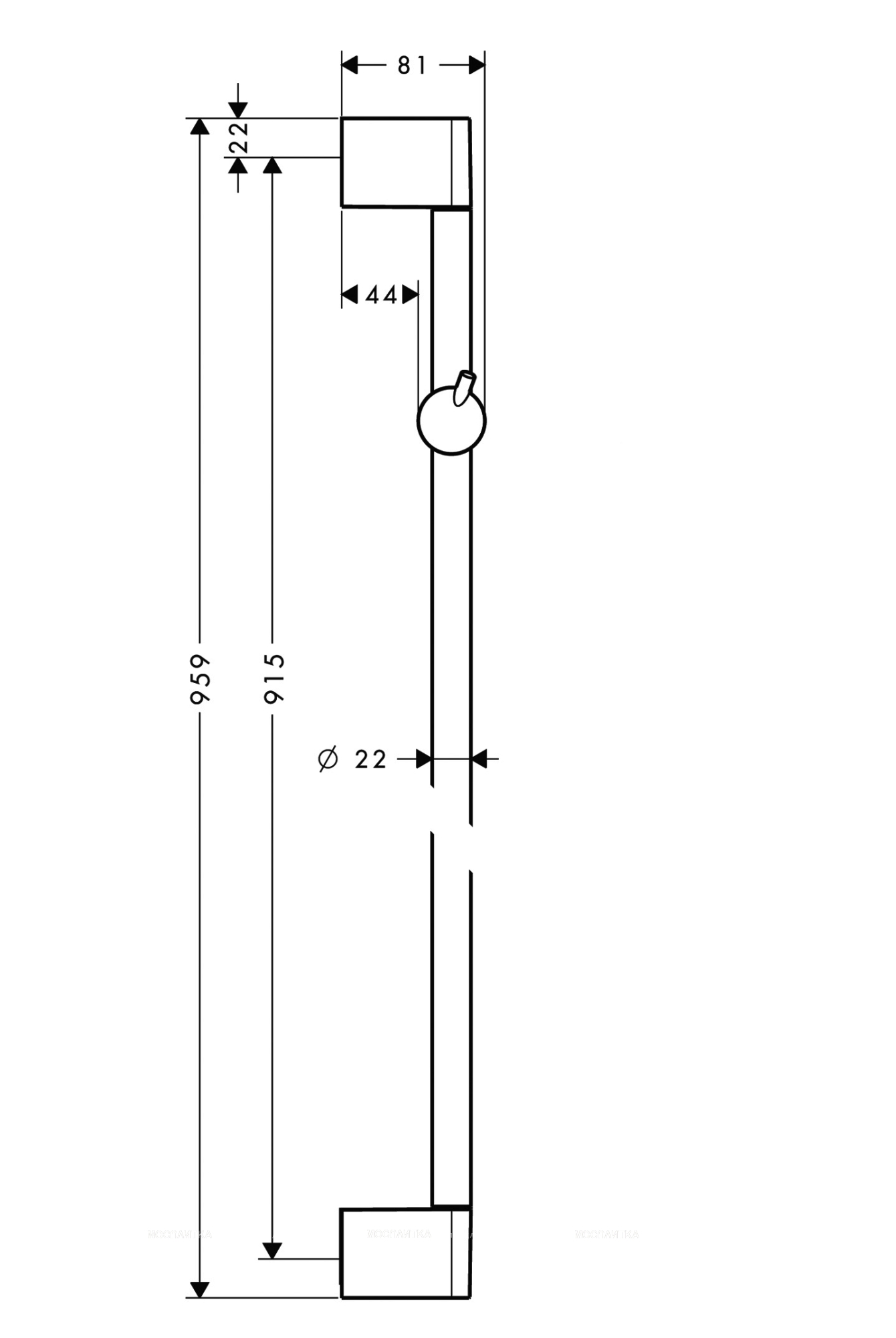 Душевая штанга Hansgrohe Unica Crometta 90 см 27609000, хром - изображение 2