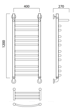 Полотенцесушитель водяной Aquanerzh лесенка дуга групповая с полкой 120x40 - 2 изображение