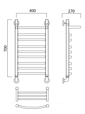 Полотенцесушитель водяной Aquanerzh лесенка дуга групповая с полкой 70x40 - 2 изображение