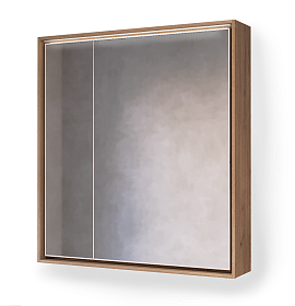 Зеркальный шкаф Raval Frame Fra.03.75/DT, 75 см, с подсветкой, дуб трюфель