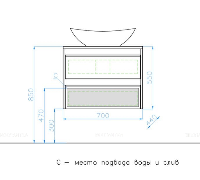 Тумба с раковиной Style Line Монако 70 Plus ЛС-00000633, ориноко/белый лакобель - изображение 7