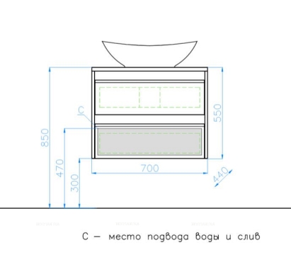 Тумба с раковиной Style Line Монако 70 Plus ЛС-00000633, ориноко/белый лакобель - 7 изображение