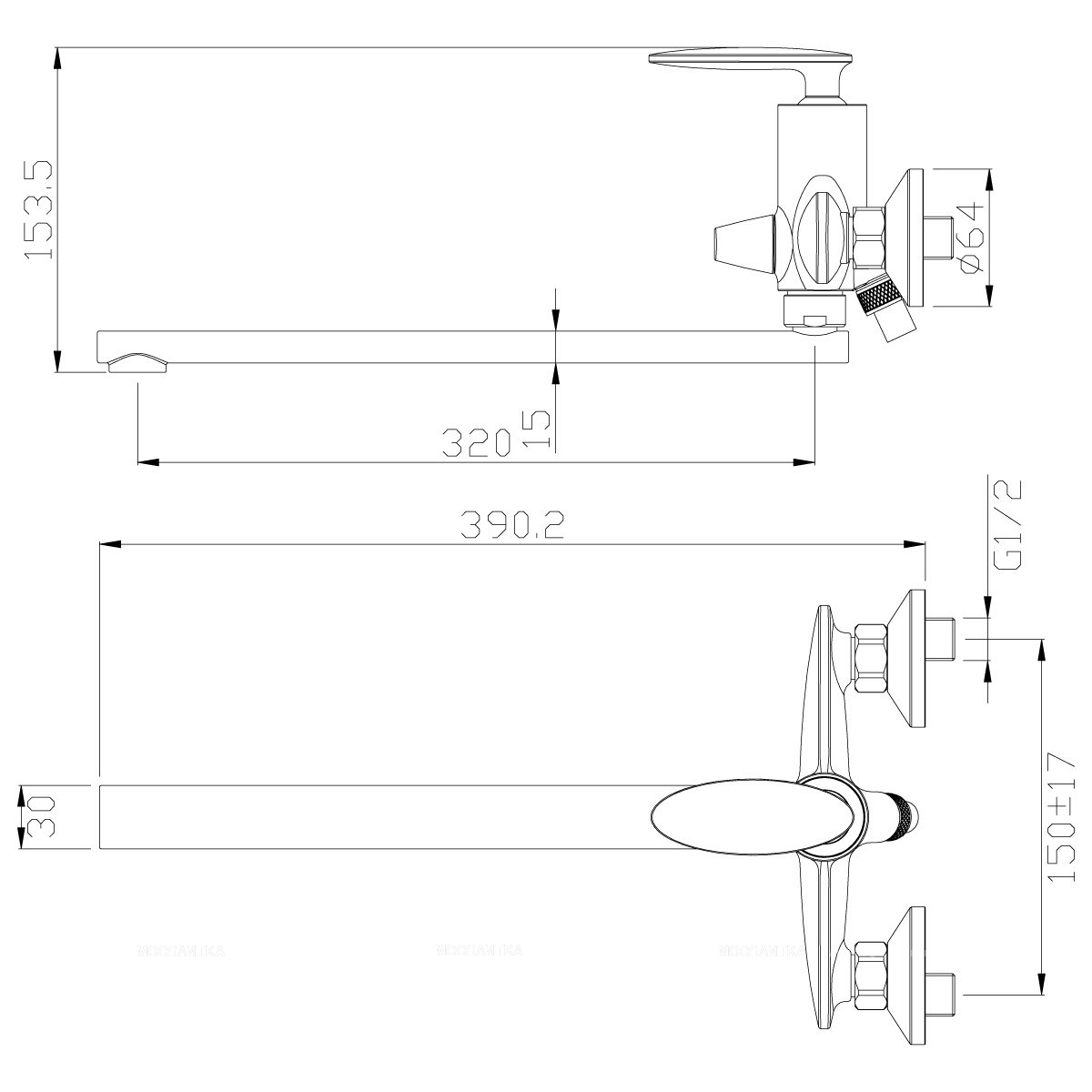 Смеситель для ванны и душа Rossinka RS30-32 с душевым гарнитуром - изображение 2