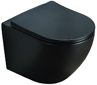 Унитаз подвесной безободковый Azario Grado AZ-0046-MB SP с крышкой-сиденьем микролифт, матовый черный