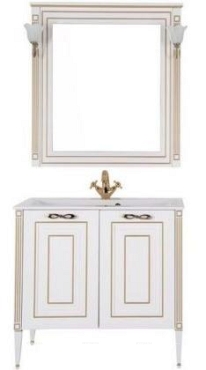 Комплект мебели для ванной Aquanet Паола 90 белый/патина золото - 2 изображение