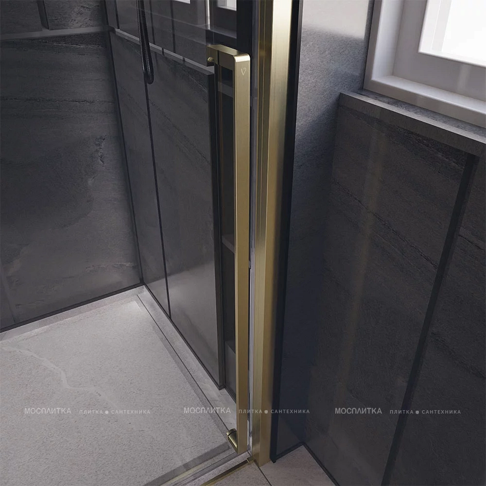 Душевой уголок Veconi Premium Trento PTC-SP-30G, 120х80x200, брашированное золото, стекло прозрачное - изображение 3