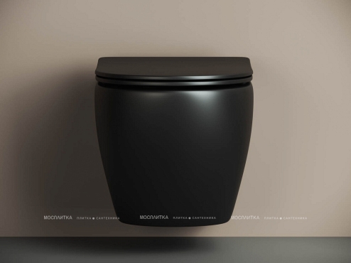Комплект подвесной безободковый унитаз Ceramica Nova Metropol Rimless с крышкой-сиденьем CN4002MB, черный матовый + инсталляция Am.Pm ProC I012707.0238 с клавишей смыва ProC S, чёрная матовая - 3 изображение