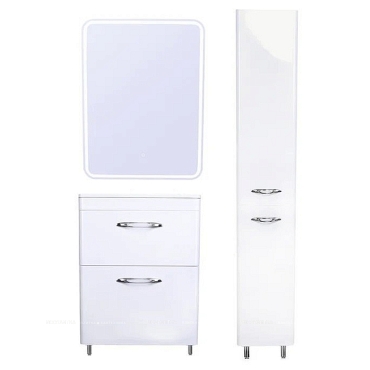 Зеркальный шкаф Style Line Каре 65 см СС-00002336 с подсветкой, белый - 3 изображение