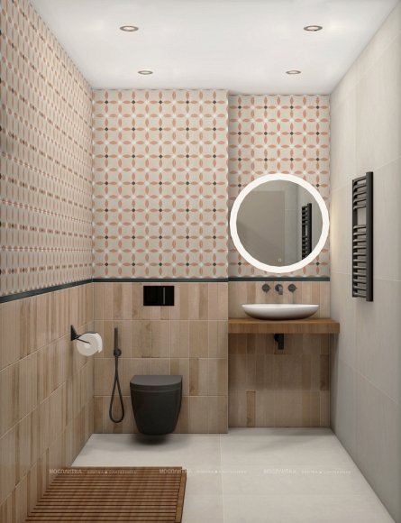 Дизайн Совмещённый санузел в стиле Современный в коричневом цвете №13092