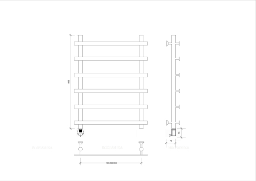 Полотенцесушитель электрический Secado Понтида 1 80х60 см 4603759403373 L, хром - 2 изображение