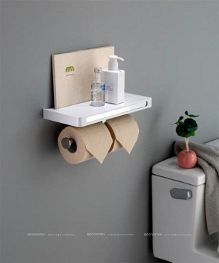Держатель туалетной бумаги двойной с полкой Rush Edge ED77143A, хром - 3 изображение