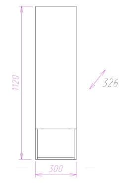 Пенал подвесной Onika Санторини 30.10 дуб белый крафт правый, 403064 - 2 изображение
