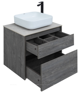 Комплект мебели для ванной Aquanet Nova Lite 60 см 242577, 2 ящика, венге, черный - 12 изображение