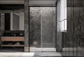 Душевая дверь Veconi Premium Trento PTD-30B, 140х200, черный матовый, стекло прозрачное