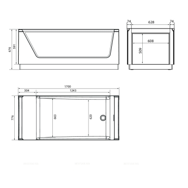 Акриловая ванна Aima Design Neo 170*75 2 стекла (принт бетон) - 4 изображение