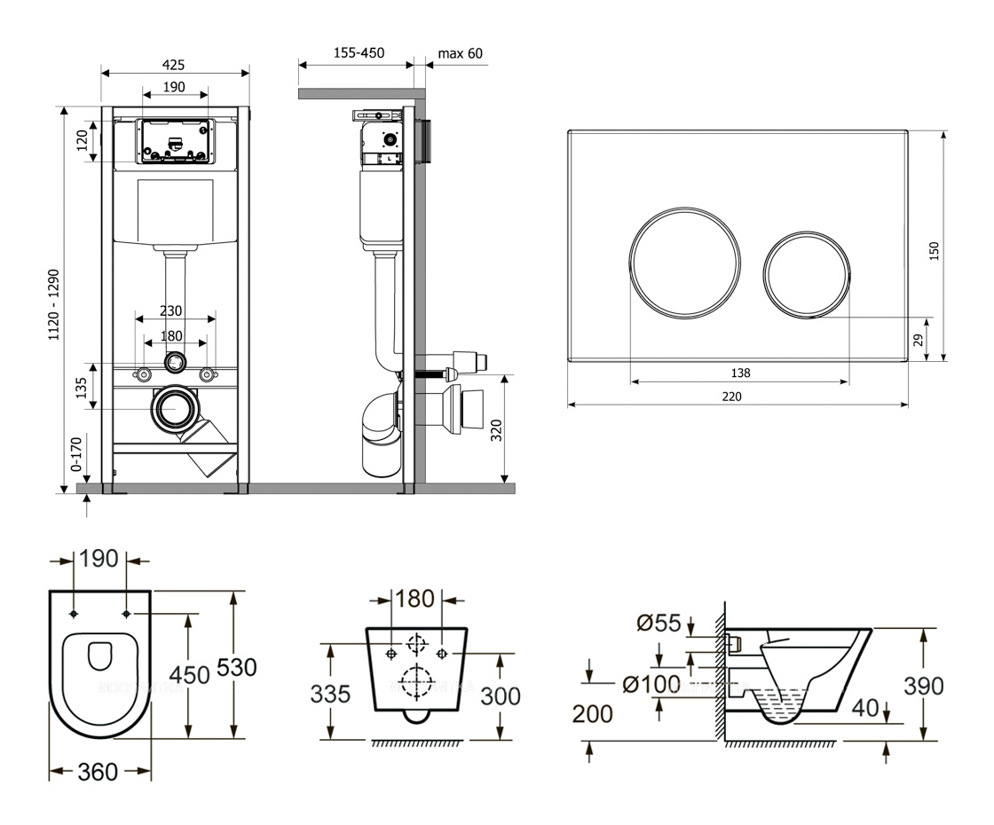 Комплект подвесной безободковый унитаз Lavinia Boho Biore Rimless, микролифт, 77050185 - изображение 9