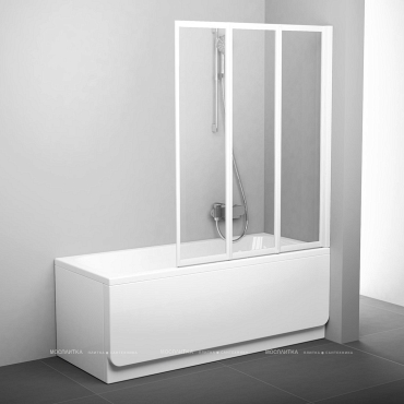 Шторка на ванну Ravak VS3 130+ прозрачное стекло, белый - 3 изображение