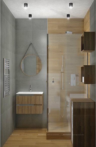 Дизайн Ванная в стиле Лофт в сером цвете №12400 - 2 изображение