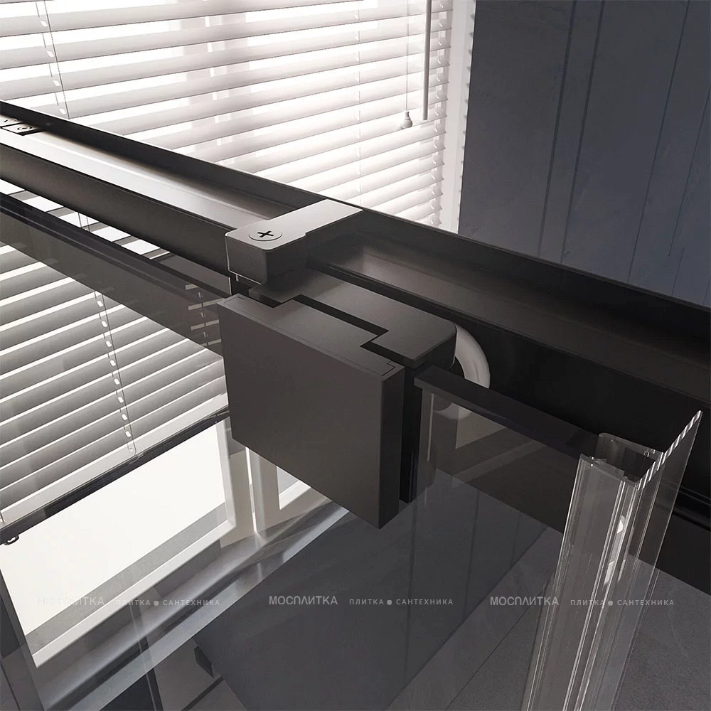 Душевая дверь Veconi Premium Trento PTD-30B, 150х200, черный матовый, стекло прозрачное - изображение 6
