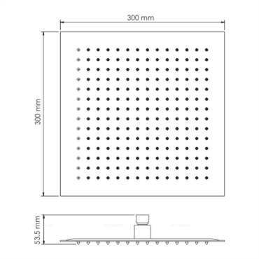 Верхний душ WasserKRAFT A118, 300 х 300 мм, хром - 3 изображение