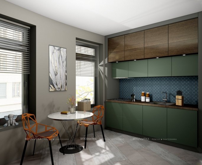 Дизайн Кухня в стиле Современный в зеленом цвете №12779 - 4 изображение