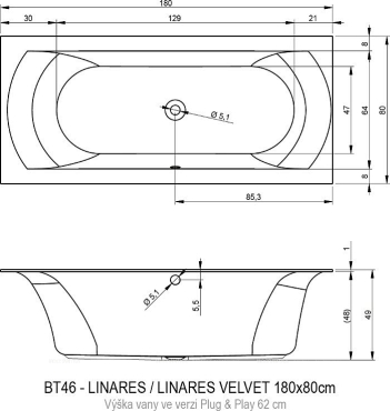 Акриловая ванна Riho Linares 180 R Plug&Play - 3 изображение
