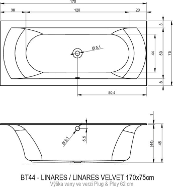 Акриловая ванна Riho Linares 170 L Plug&Play - 3 изображение