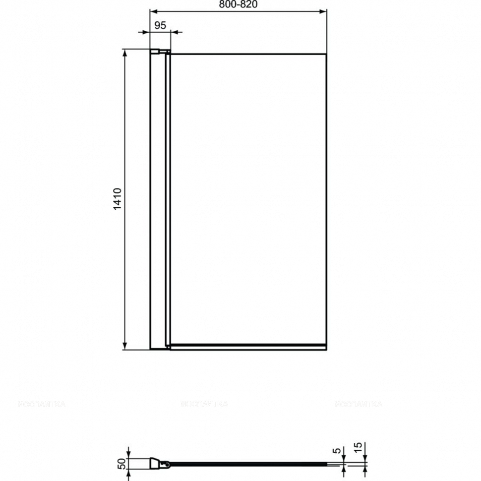 Шторка для ванны 80x140 см для прямоугольной ванны Ideal Standard CONNECT 2 T9923V3 - изображение 4