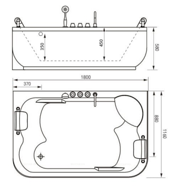 Акриловая ванна Gemy G9085 K R - 4 изображение