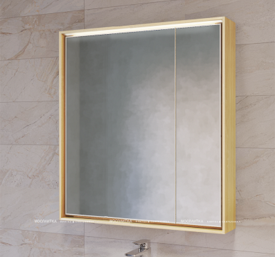 Зеркальный шкаф Raval Frame Fra.03.75/DS, 75 см, с подсветкой, дуб сонома - 3 изображение