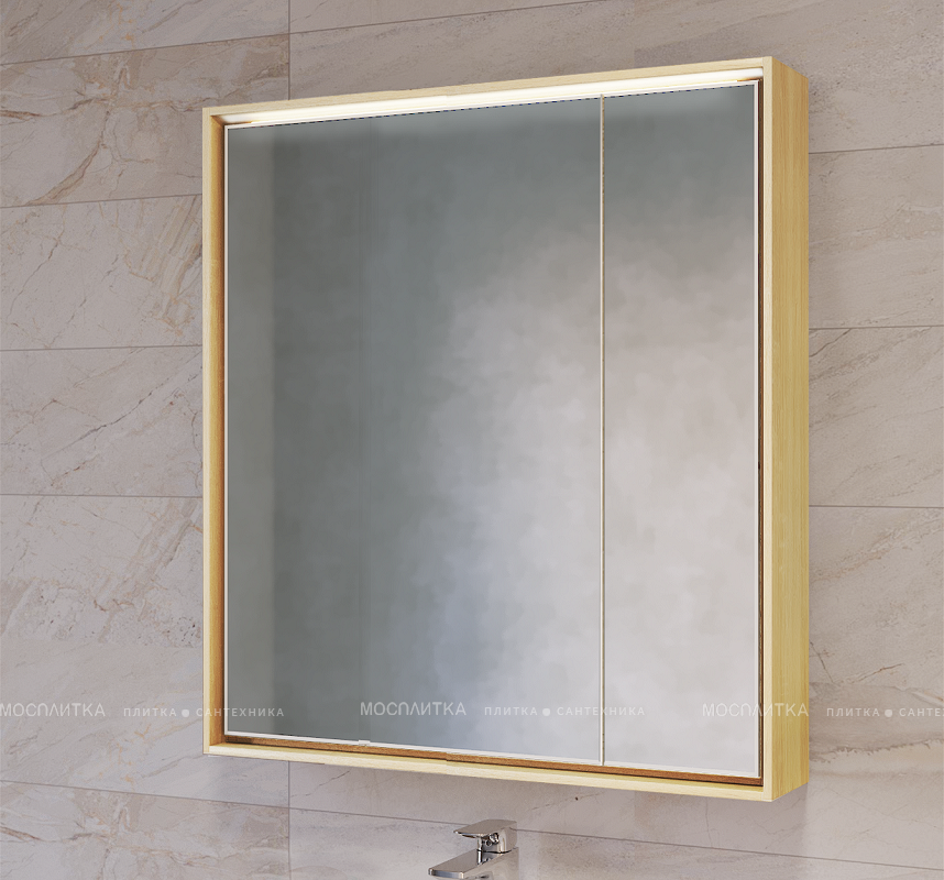 Зеркальный шкаф Raval Frame Fra.03.75/DS, 75 см, с подсветкой, дуб сонома - изображение 3