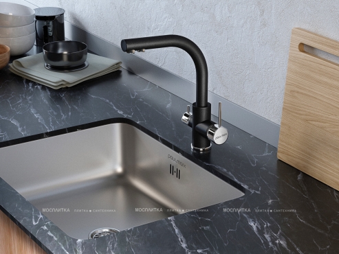 Смеситель Paulmark Essen Es213011-418 для кухонной мойки, черный металлик - 2 изображение