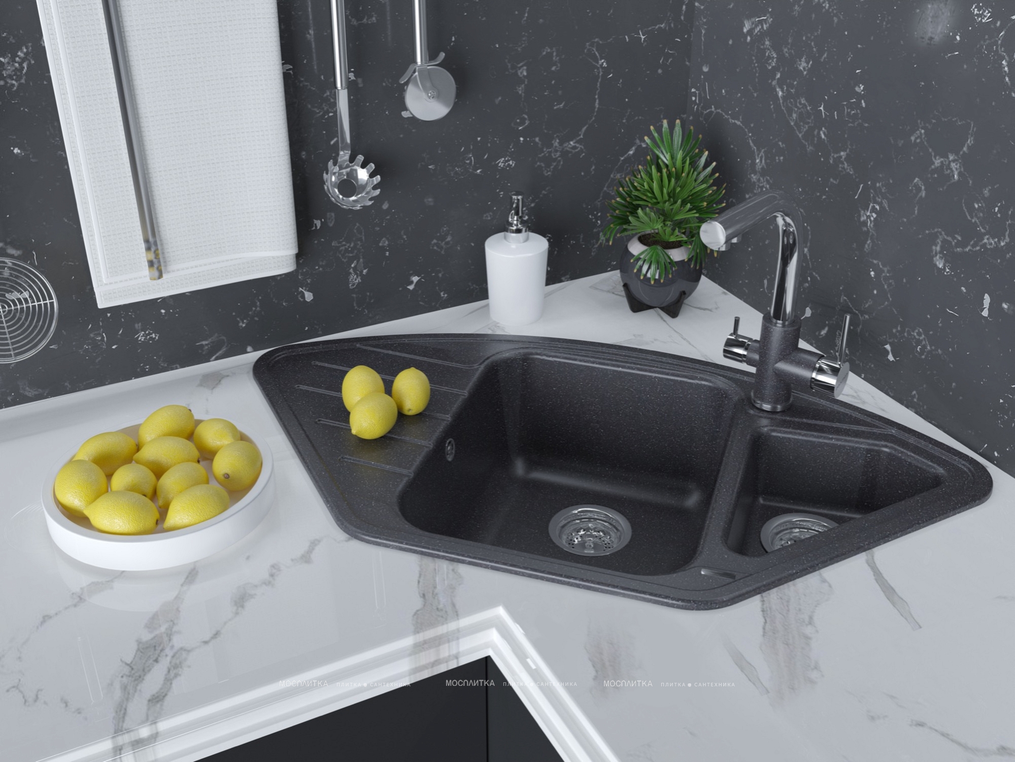 Смеситель Paulmark Essen Es213011-BLCR для кухонной мойки, черный / хром - изображение 3