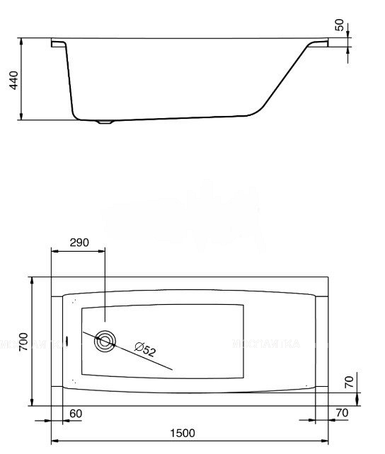 Акриловая ванна Santek Санторини 150х70 см - изображение 3