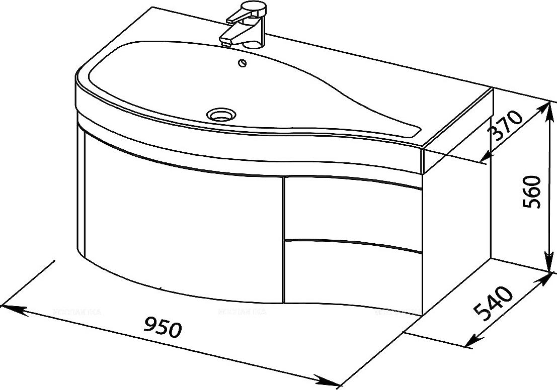 Тумба под раковину Aquanet Сопрано 1-95 белая с ящиком L - изображение 12