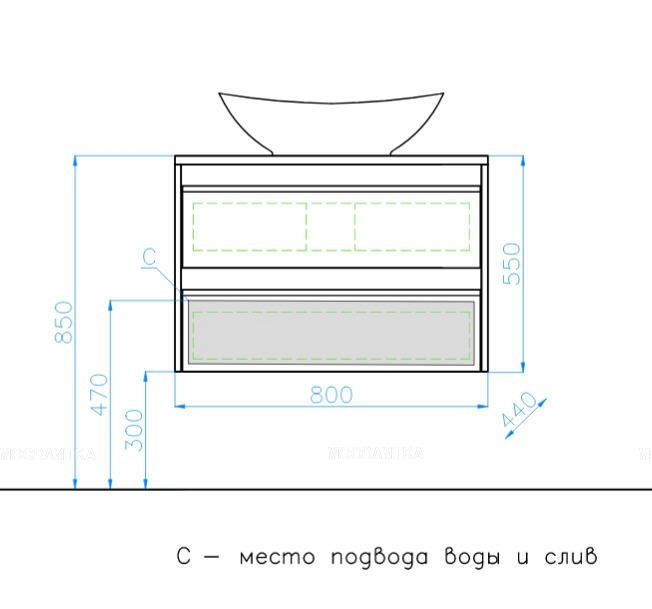 Тумба под раковину Style Line Монако 80 Plus ЛС-00000635, ориноко/белый лакобель - изображение 6