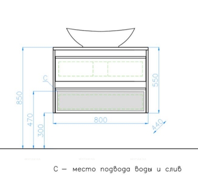 Тумба под раковину Style Line Монако 80 Plus ЛС-00000635, ориноко/белый лакобель - 6 изображение